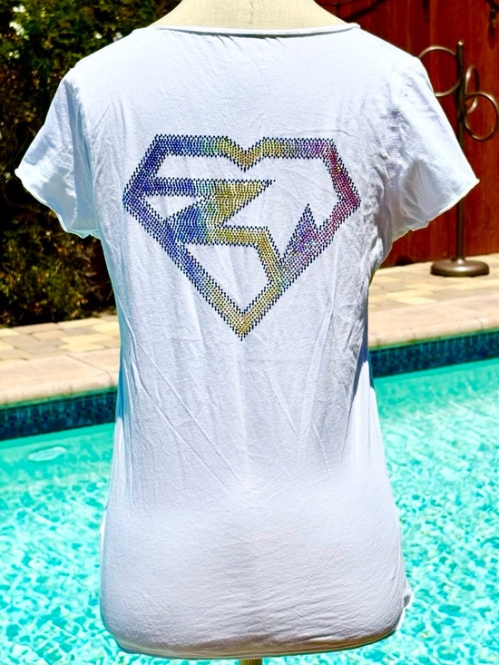Zadig & Voltaire Tops - Zadig & Voltaire Tunisien distressed white strass crystal embellished logo shirt